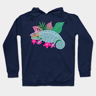 Chameleon with Tropical Leaves Hoodie